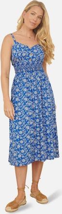 Yumi Printed Sweetheart Neckline Midi Dress in Blue at Nordstrom, Size 12