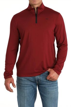 Cinch Arenaflex Quarter Zip Sweater In Burgundy