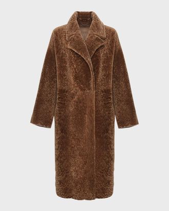 Gorski Reversible Textured Lamb Shearling Long Coat