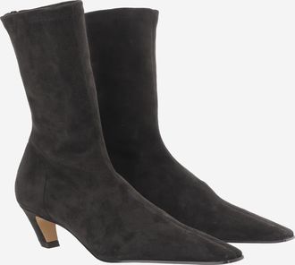 Khaite Womens Ankle Boots Arizona Suede Black Upper: Ll; Sole: Cl