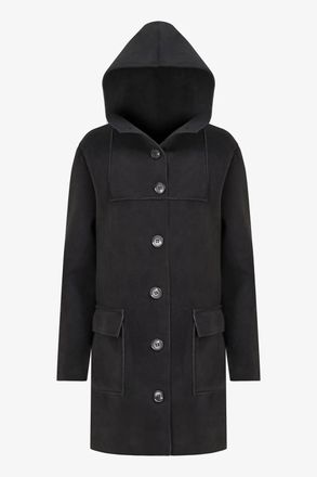 M Made in Italy Womens Woven Coat In Black