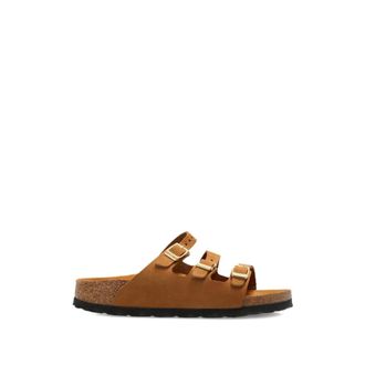 Birkenstock Sliders, female, Brown, Size: 10 US Mink Buckle Straps Narrow Fit