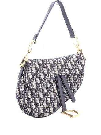 Dior Saddle Handbag Oblique Canvas Medium shoulder bag - women - Canvas - One Size - Blue