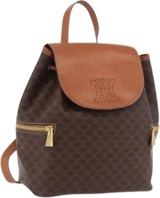 Celine Pre-owned Macadam Canvas Rugzak - Dames - Vintage Rugzakken - Bruin - ONE Size - Leer - Vintage