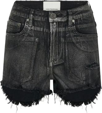 One Teaspoon Bonitas frayed denim short shorts - Black
