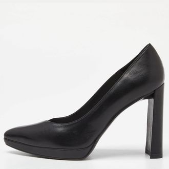 Stuart Weitzman Black Leather Platform Pumps