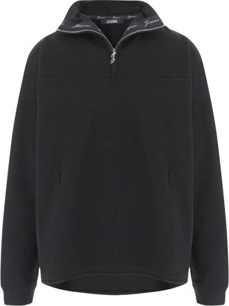 Jacquemus Rond Carr&eacute; Sweatshirt met col en rits - Heren - Vesten met rits - Zwart - XL - Katoen - Hoodies & sweatvesten