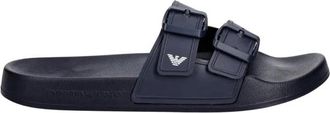 Emporio Armani Logo Slide - Heren - Sandalen - Blauw - 42 EU - Schoenen