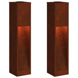 vidaXL Luz De Sendero Led Solar 2 Pcs Bronce Acero Autopatinable Vidaxl