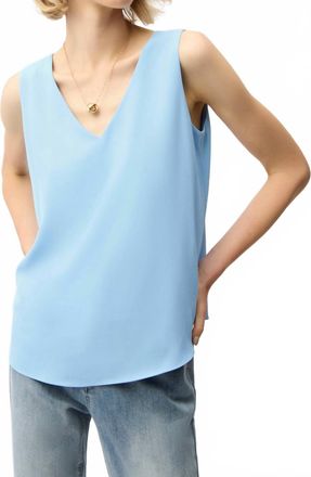 Joseph Ribkoff Woven Twill V-Neckline Top In Sky Blue