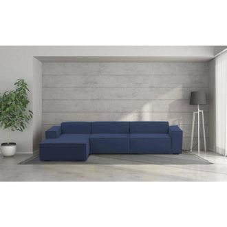 Talamo Italia Talamo Italia - Sof&aacute; Fijo Licia, Sof&aacute; Modular 4 Plazas Pen&iacute;nsula Izquierda, 100% Made In Italy, Sof&aacute; Moderno En Tela, Cm 340x170h70, Azul, Con Embalaj