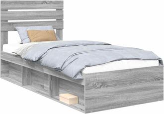 vidaXL Estructura De Cama Con Cabecera Gris Sonoma 75 X 190 Cm Vidaxl
