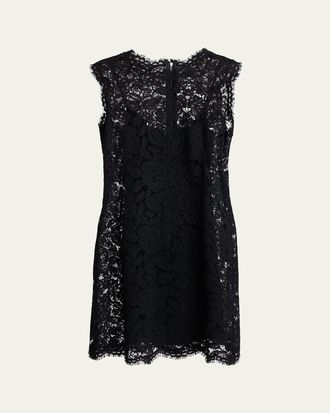 Dolce & Gabbana Sleeveless Floral Lace A-Line Dress