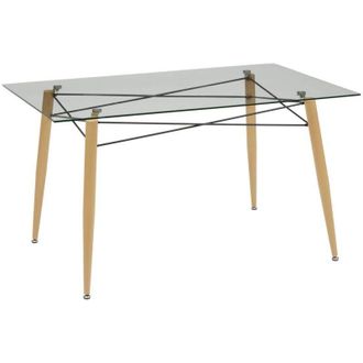 Atmosphera Tavolo da pranzo jindo a 6 posti in vetro temperato 140x80x77cm - Atmosphera cr&eacute;ateur dint&eacute;rieur
