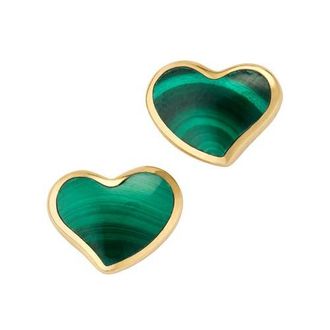 Jan Leslie Heart Stud Earring Set In Sterling With 18K Gold Overlay in Green at Nordstrom