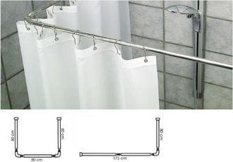 Trade Shop Trade Shop - Supporto Tenda Doccia In Acciaio Grigio Bagno 90x90x90 Bastone Asta Telaio Curvo