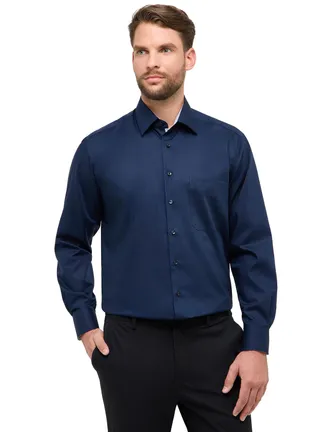 Eterna Overhemd donkerblauw Eterna Comfort Fit klassiek katoen
