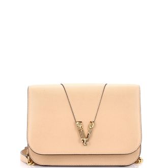Versace Virtus Chain Flap Shoulder Bag Leather Medium