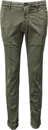 Incotex Elastische Broeken - Heren - Slim Fit Broeken - Groen - W34 - Katoen - Broeken