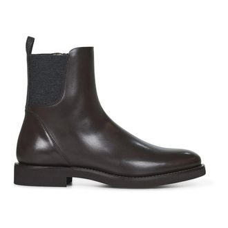 Brunello Cucinelli Brunello Cucinelli, Chelsea Boots, female, Brown, Size: 11 US Brown Leather Boots with Flannel Insert