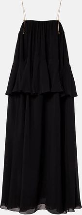 Chloé Chloé Embellished open-back silk georgette maxi dress