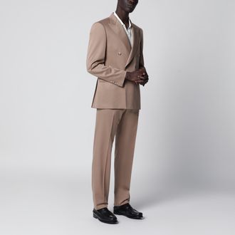 Tagliatore Beige double-breasted wool-blend suit
