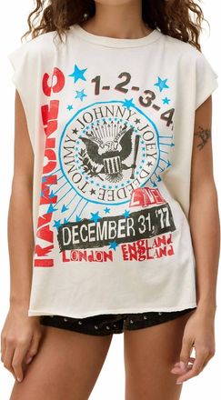 Daydreamer Ramones 77 Show Poster Muscle Tank Top In Stone Vintage