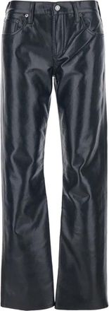 A Gold E Rechte leren broek met stretch - Dames - Straight fit broeken - Zwart - W27 - Leer - Broeken