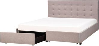 Beliani Beliani - Letto contenitore tessuto grigio chiaro con rete a doghe e cassetti 180 x 200 cm La Rochelle