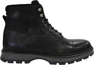 Firetrap Herenwandelschoenen van Ralf met ronde neus en leren bovenwerk (Zwart)