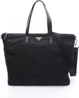 Prada Black Nylon Saffiano Triangle Tote Bag (Pre-Owned)