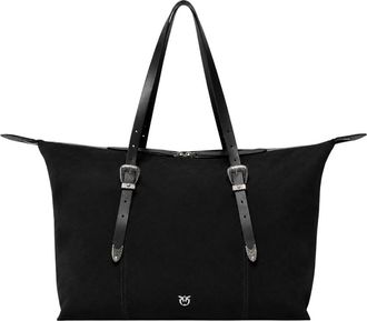 Pinko Borsa Tote in camoscio con dettagli texani - - Bags - Donna - Nero - ONE SIZE