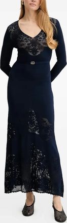 Twin-Set Abito lungo con cintura - Blu
