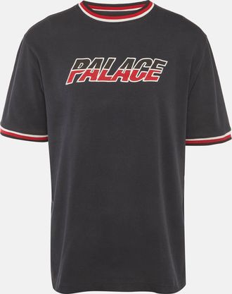 Palace Navy Blue Logo Embroidered Jersey Crew Neck T-Shirt