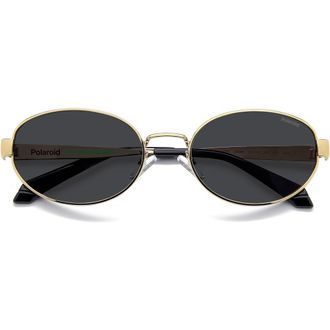 Polaroid 55mm Polarized Oval Sunglasses in Gold/Grey Pz at Nordstrom