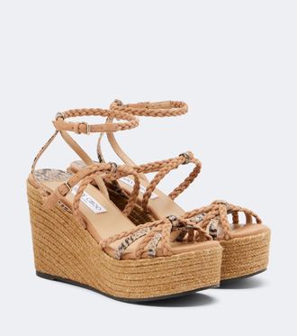 Jimmy Choo London Nyra braided leather espadrille wedges