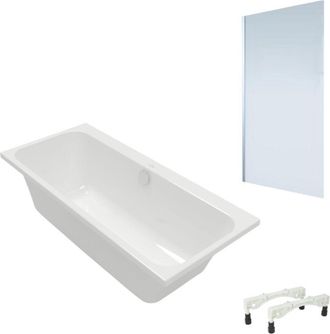 Villeroy & Boch Ba&ntilde;era Recta Villeroy & Boch Architectura Con Patas 170 X 70 Cm Blanca + Mampara De Ba&ntilde;o Izquierda Aurys Mist 1 Cromado