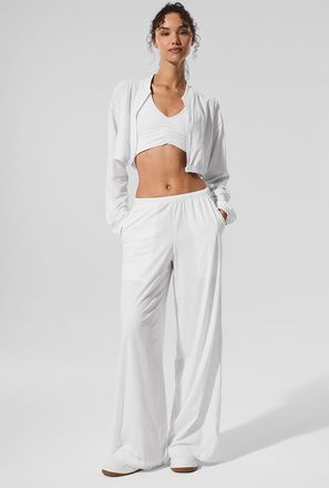 Alo | Breezy Wide Leg Pants (Long) in White, Size: Medium
