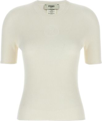 Fendi White Dvor logo sweater