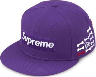 SUPREME x New Era bones-motif logo-embroidery baseball cap - Paars