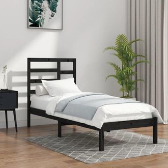 vidaXL Vidaxl - Estructura De Cama Sin Colch&oacute;n Madera Maciza Negro 100x200 Cm
