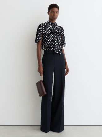 Reiss Polka-dot Tie-neck Blouse, 16