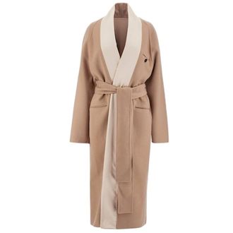 Ferragamo Belted Wrap Wool Coat, Brand Size 44 ( US Size 10 )