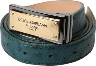 Dolce & Gabbana Prachtige Riem - unisex - Riemen - Groen - ONE Size - Leer - Accessoires