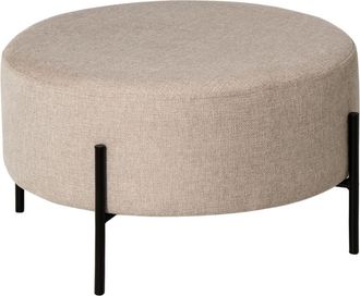 Koketto Home Gran puff redondo beige con patas de metal negro