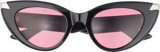 Alexander McQueen 50mm Cat Eye Sunglasses in Black Black Violet at Nordstrom Rack
