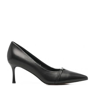 Sergio Moretti Black Pointed Toe Subtle Strap Detail Mid-Height Stiletto Dress Pumps