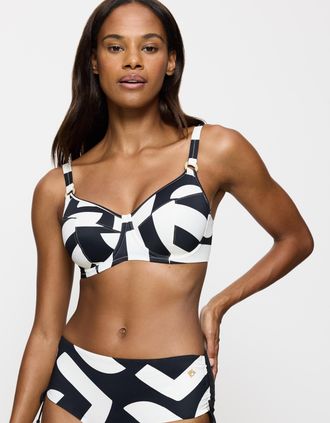 Triumph B&uuml;gel-Bikini-Top TRIUMPH Summer Allure W 01, Damen, Gr. 38, Cup F, weiss (wei&szlig;, schwarz combination), Microfaser, Obermaterial: 77% Polyamid, 23% Elas