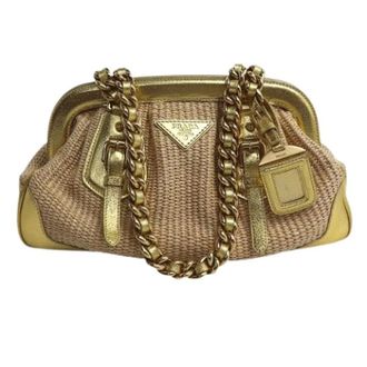 Prada Pre-owned Handbags, female, Beige, Size: ONE SIZE Pre-owned Straw Handbag