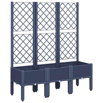 Berkfield Home Garden Planter with Trellis Blue Grey 120x40x142 cm PP | Size: 120 x 40 x 142 cm